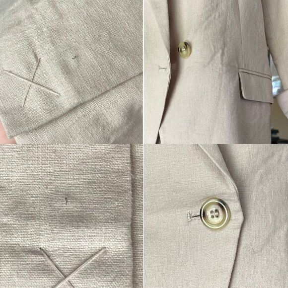 Katherine Barclay Beige Linen Blend Double Breasted Blazer XL - Picture 11 of 12